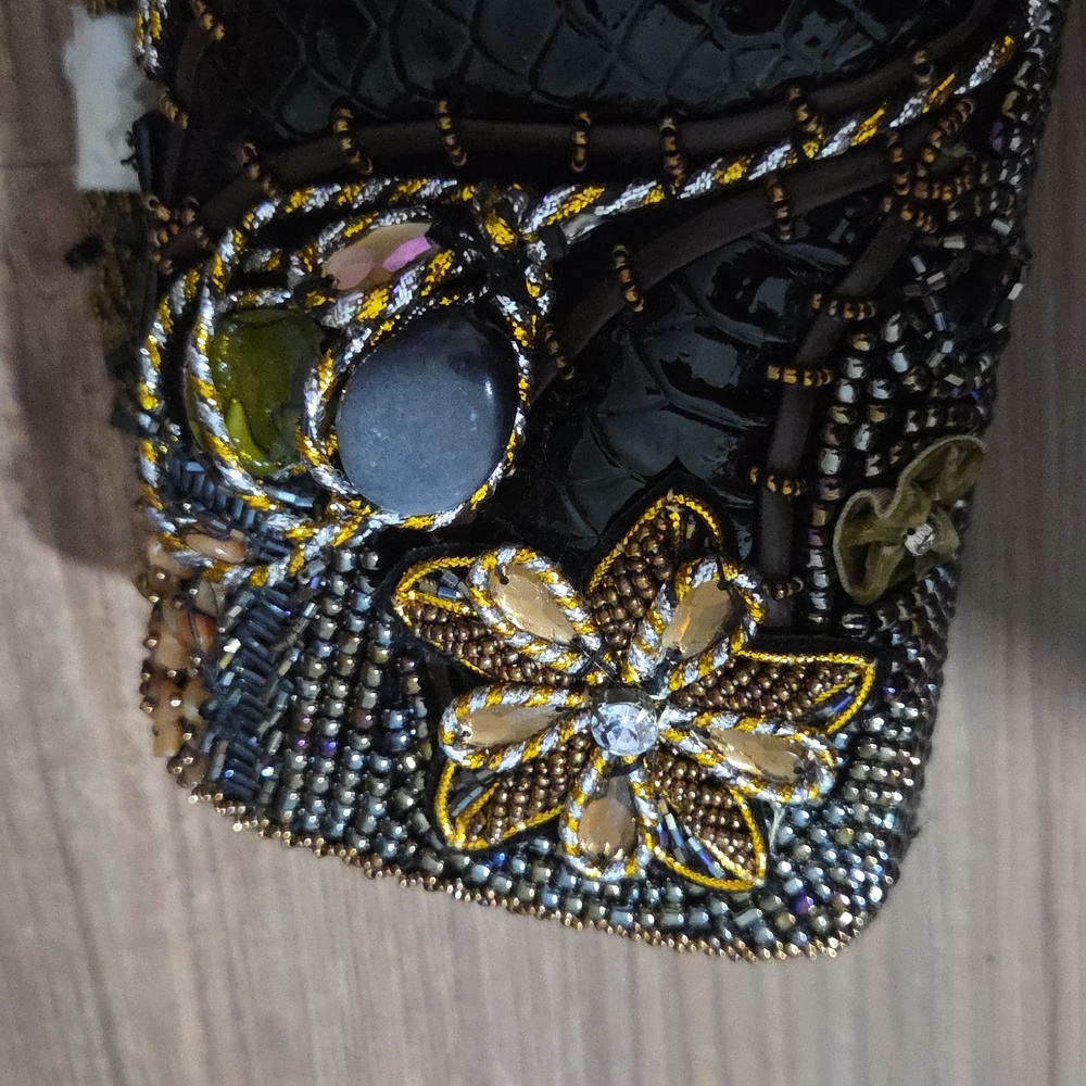 Embellished Black and Brown Clutch Bag - Picture 2 of 4